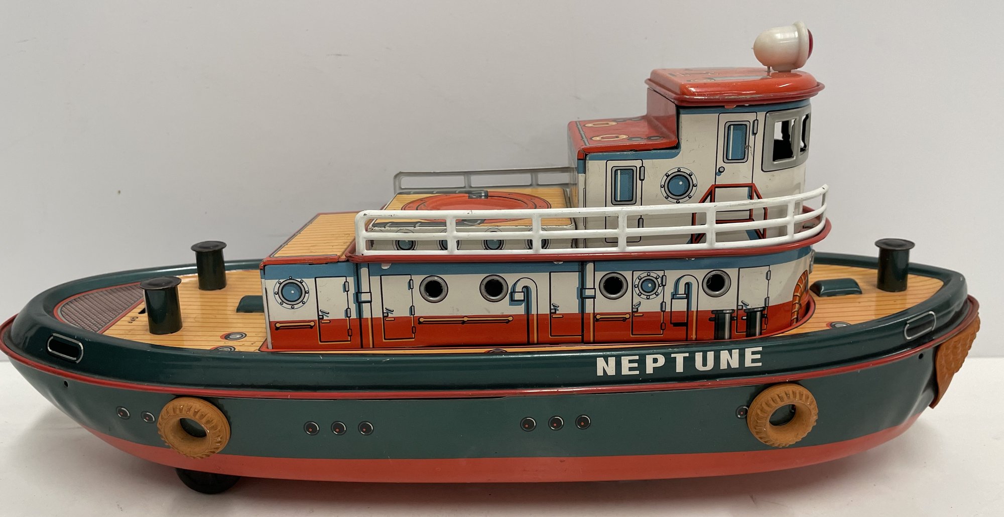 1950s - 1960s NEPTUNE Battery Operated Tugboat By Modern Toys
