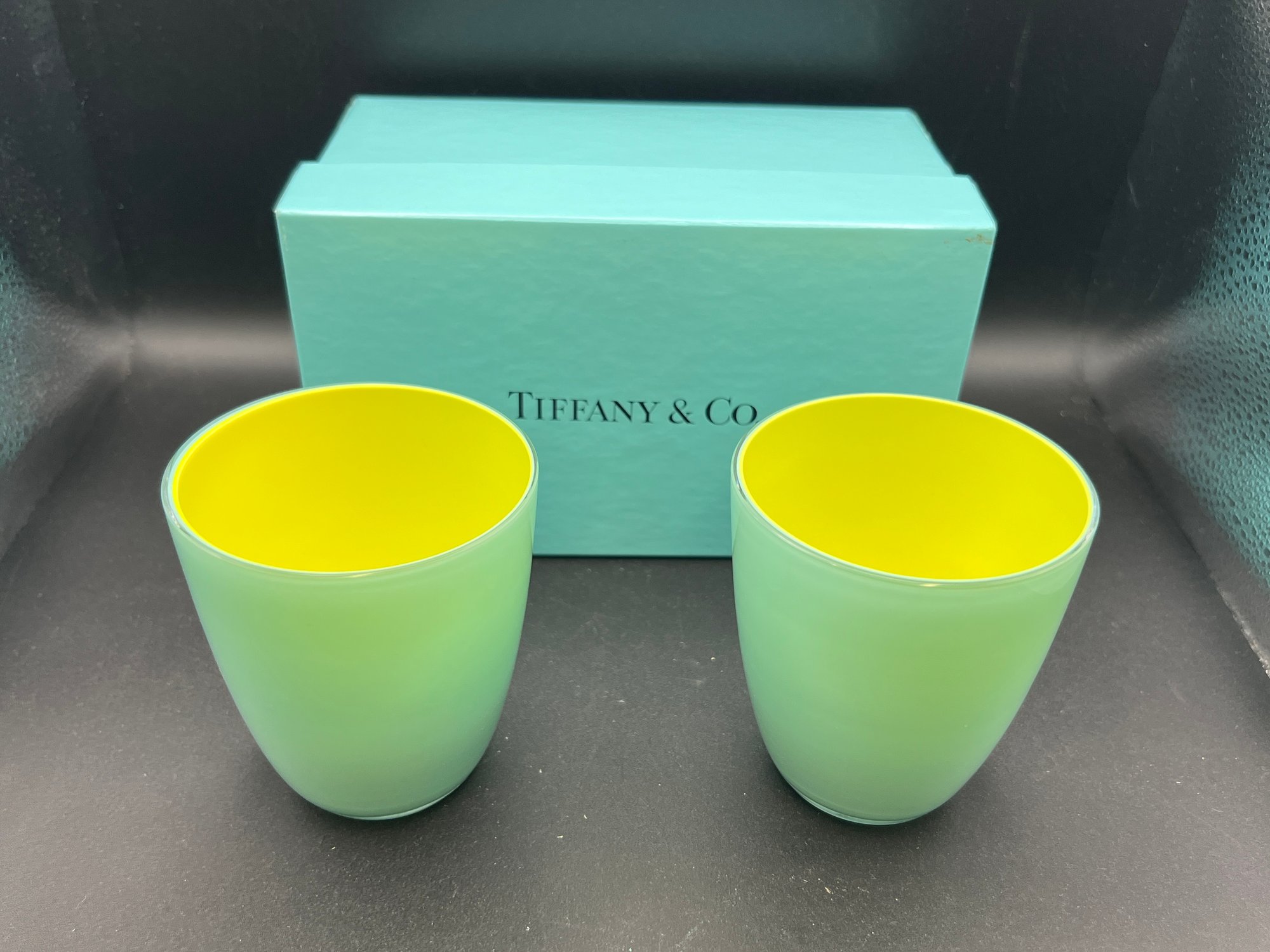 Tiffany & Co. Carlo Moretti ボウル Pair Of Tiffany & Co Signed Carlo Moretti Art Glass Tumblers