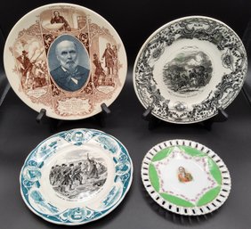 (4) Antique French Military & War Commemorative Plate Lot