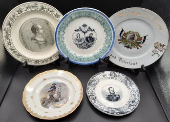 (5) Antique French King Commemorative Plate Lot