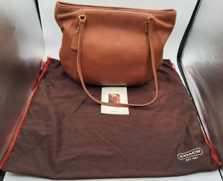 Coach British Tan Brown Large Framed Pouch Shoulder Bag With Dust Bag