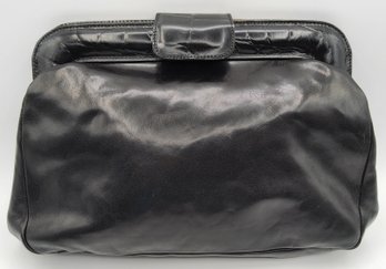 Vintage Furla Black Leather Clutch Purse Bag