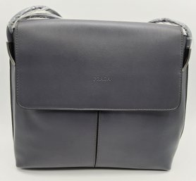 Prada Dark Grey Leather Flap Shoulder Bag