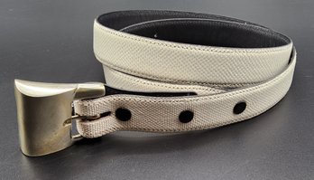 Vintage Jeff Deegan Designs White Lizard Skin Belt With Removable Bronze Buckle