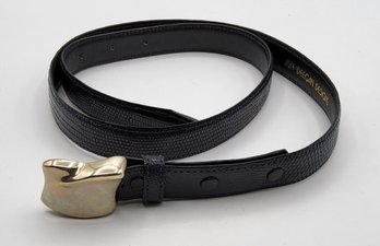 Vintage Jeff Deegan Designs Dark Blue Imported French Lizard Skin With Removable Nickel Silver Buckle
