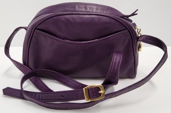 Vintage Bally Camera-Style Purple Leather Crossbody Bag