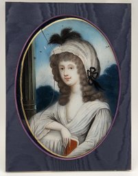 Antique Reverse Glass Painting Of A Woman