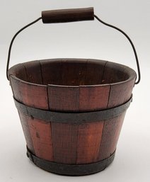 Miniature Primitive Handmade Wooden Berry Bucket Pail - 4.5 Inches Tall