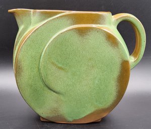 Vintage Frankoma Pottery #91 Prairie Green Waffle Pitcher
