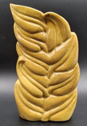 Vintage Gonder Pottery H-78 Multi-Leaf Mustard-Yellow 8.5 Inch Vase