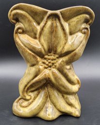 Vintage Gonder Pottery H-79 Starflower / Starfish Mustard-Brown 8 Inch Vase