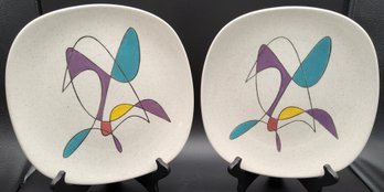 (2) Vintage Mid-Century Modern Atomic California Mobile Metlox Poppytrail 10' Plate Lot