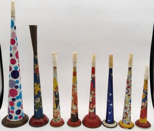 (8) Vintage Tin Litho Party Horn Noisemaker Lot