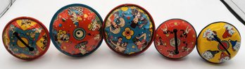 (5) Vintage Tin Litho Hand Rattle Noisemaker Lot