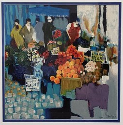 Framed 'Marche Aux Fruits' Lithograph 141/350 Signed By Claude Fauchere