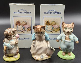 (3) Royal Albert Beatrix Potter Cat Figurine Lot
