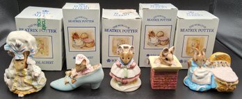 (5) Royal Albert Beatrix Potter Mouse Figurine Lot With Boxes