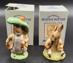 (2) Royal Albert Beatrix Potter Benjamin Bunny Figurine Lot With Boxes