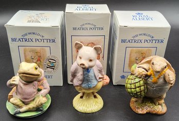 (3) Royal Albert Beatrix Potter Jeremy, Pigling, And Mr. Alderman Figurine Lot