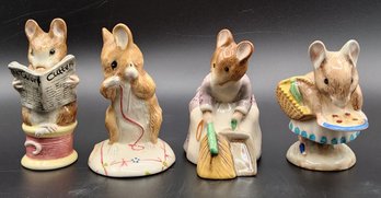 (4) Royal Albert Beatrix Potter Mouse Figurine Lot