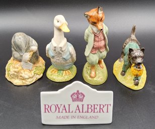 (4) Royal Albert Beatrix Potter Diggory, Mr. Drake, Foxy, John Figurine Lot