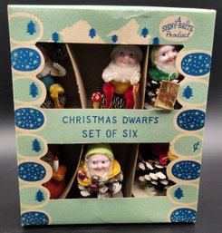 Vintage Set Of Six Christmas Dwarfs - A Shiny-Brite Product In Box