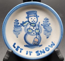 Vintage M.A. Hadley 'Let It Snow' Snowman Coaster Or Trinket Dish