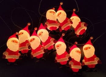 Vintage Blow Mold Plastic Santa Claus String Lights Made In Italy