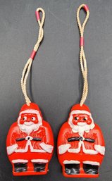 (2) Vintage Celluloid Santa Claus Coin Purse Ornament Lot