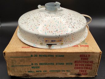 Vintage Holly Time B-25 Revolving Musical Artificial Christmas Tree Stand In Box