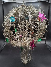 Vintage Mid Century Modern Collapsible Hanging Tinsel Ball