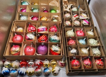 (56) Vintage Blown Mercury Glass Ball Christmas Ornament Lot