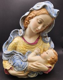 Vintage Madonna And Child Sculpture Bust Made In Italy