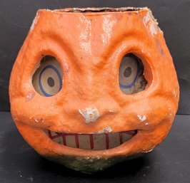 Vintage Molded Pulp Paper-Mache Jack-o'-Lantern Bucket #1