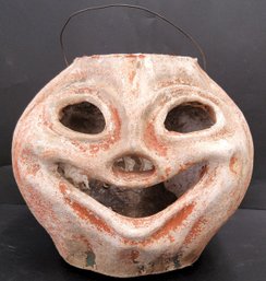 Vintage Molded Pulp Paper-Mache Jack-o'-Lantern Bucket #2
