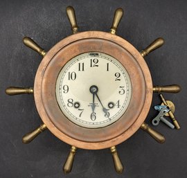 Vintage 8-Day Chelsea Nautical Ship's Wheel Bell Clock With Keys