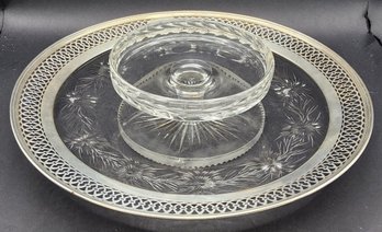 Antique Watson Company Sterling Silver & Glass Chip & Dip Dish
