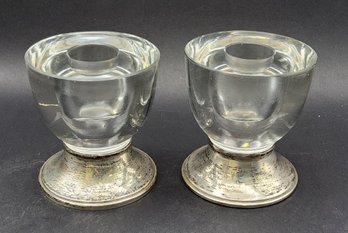 Vintage Frank M. Whiting & Co. Sterling Silver & Glass Candle Holders