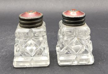 Vintage Hroar Prydz Norway Sterling & Glass Salt & Pepper Shakers