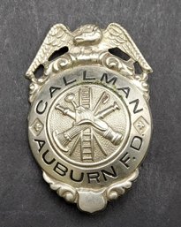Antique Vintage Callman Auburn MA Fire Department Badge
