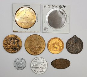 (9) Vintage Exposition And World's Fair Souvenir Token Lot