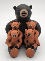 Vintage Louis Naranjo Native American Cochiti Pueblo Bear Storyteller Pottery Figurine