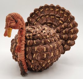 Native American Coushatta / Koasati / Kowassati Pine Needle Turkey Basket