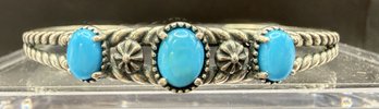 Sterling Silver .925 Carolyn Pollack Relios Turquoise Cuff Bracelet  - .37 TOZ