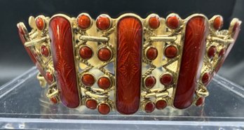 Sterling Silver Signed Arne Nordlie Norway Enamel Guilloche Bracelet