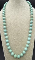 Vintage Chinese Turquoise Graduated Bead Handknotted Silver Clasp Necklace
