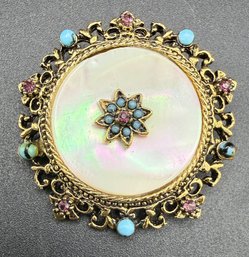Vintage Signed ART Arthur Pepper Designer Costume MOP Pin Brooch