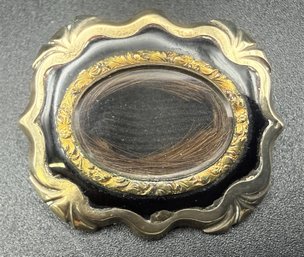 Antique Victorian Gold Filled Mourning Hair Pin Brooch - 10.7 Grams