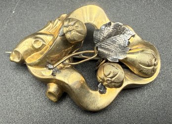 Antique Victorian Gold Filled Flower Two Tone Pin Brooch - 4.8 Grams