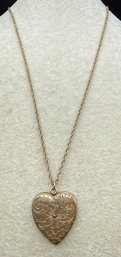Antique Victorian Gold Filled Heart Locket Pendant Necklace -14.3 Grams